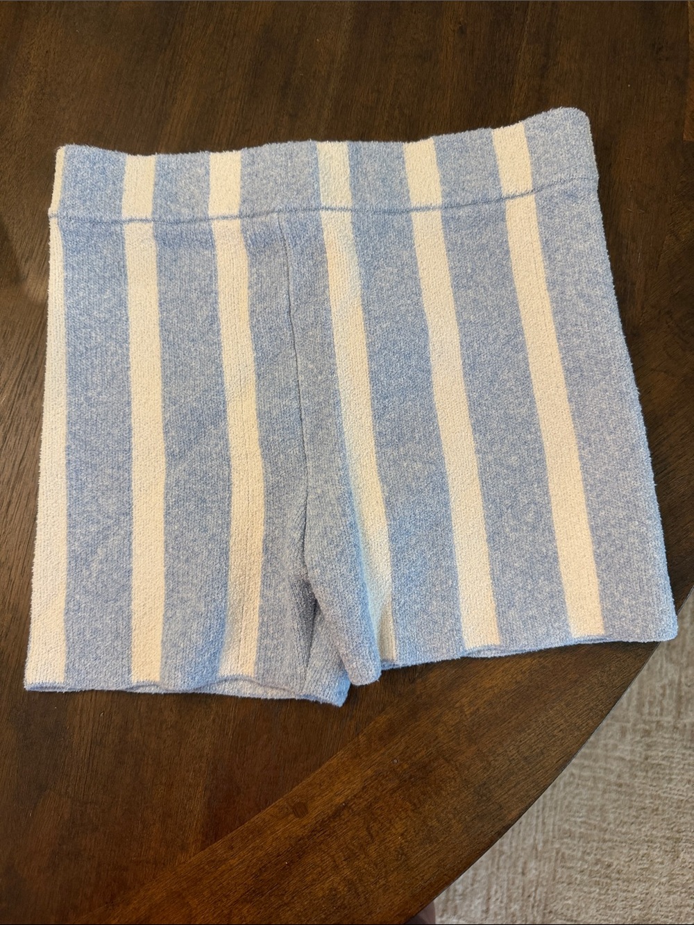 Jacquemus Striped Knit Bike Shorts - Light Blue & Cream